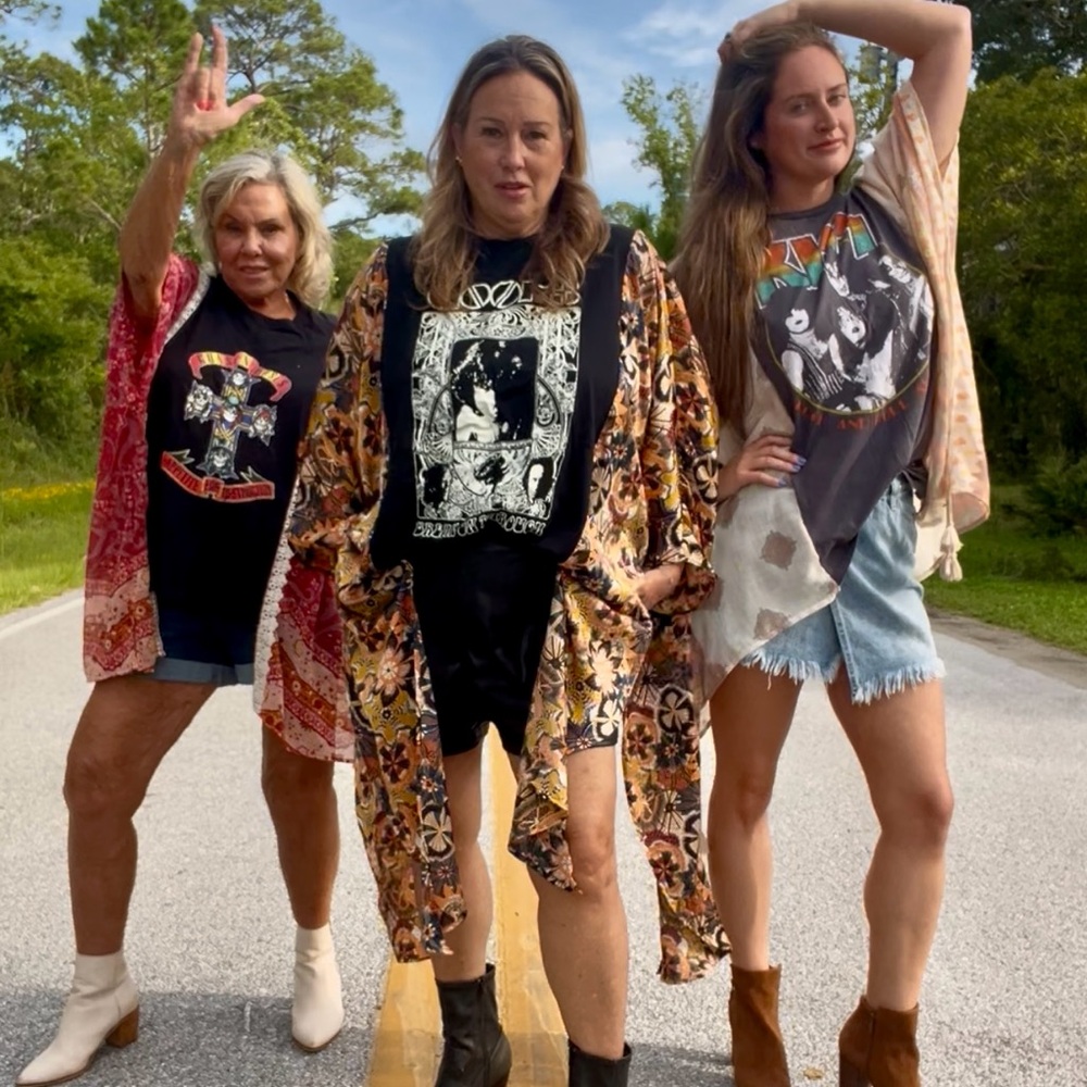 One of a kind Upcycled band Tshirts